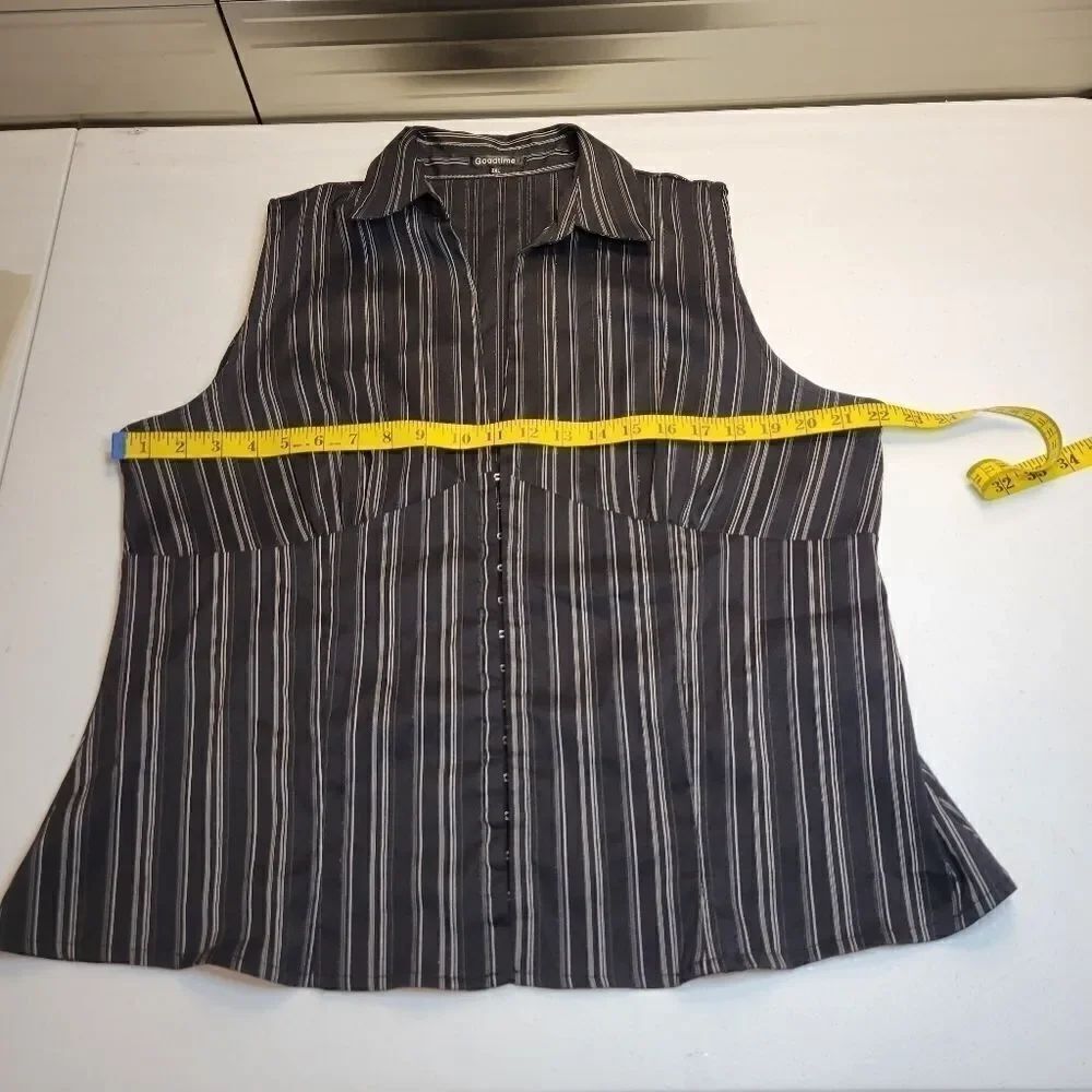 Y2K Women's Black Pinstripe Women's Plus Size 3X Corporate Gothic Tank Top - Picture 11 of 13